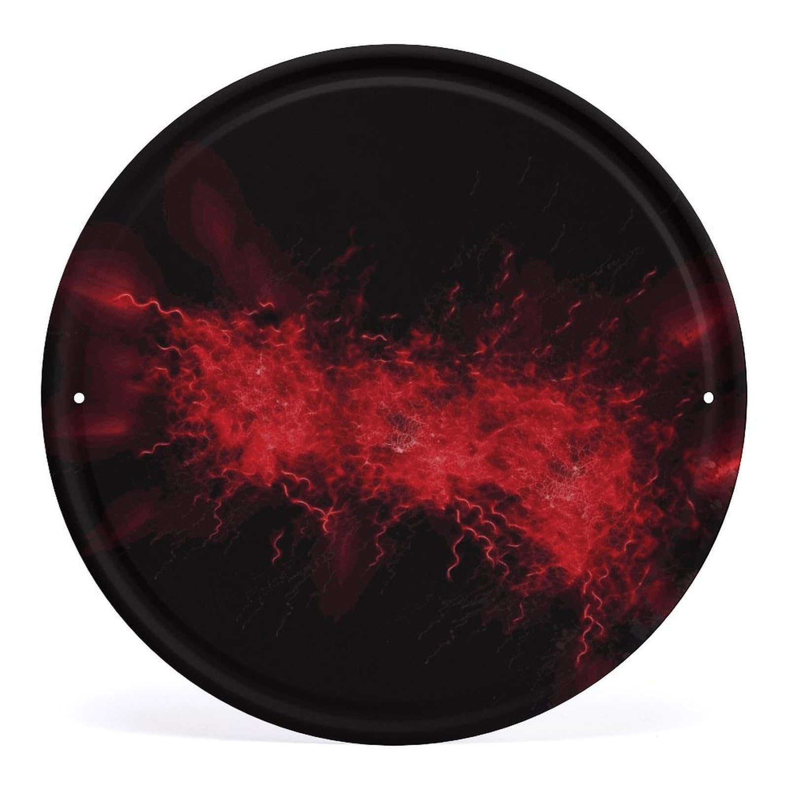 Fodpand Style Explosion Burst Red Black Round Wall Art Hanging Decorations, Wall Decor Modern Minimalist Artwork, Tin Sign Hanging Picture For Living Room, Bedroom, Office, Hallway, 11.8X11.8 Inch