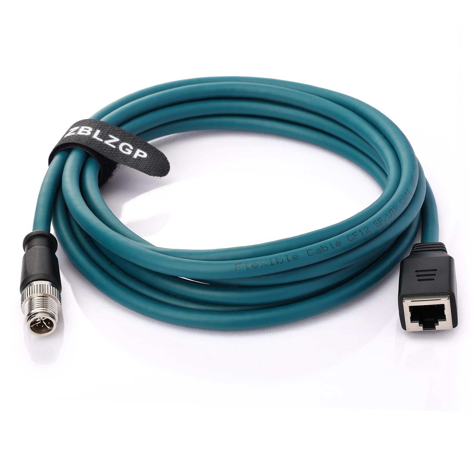 Câble blindé M12 X-Code 8 broches vers RJ45 Cat-7e Ethernet mâle femelle pour caméra industrielle Profinet Network Cognex (8 broches X-Code mâle vers RJ45 femelle, vert foncé, 50 m)