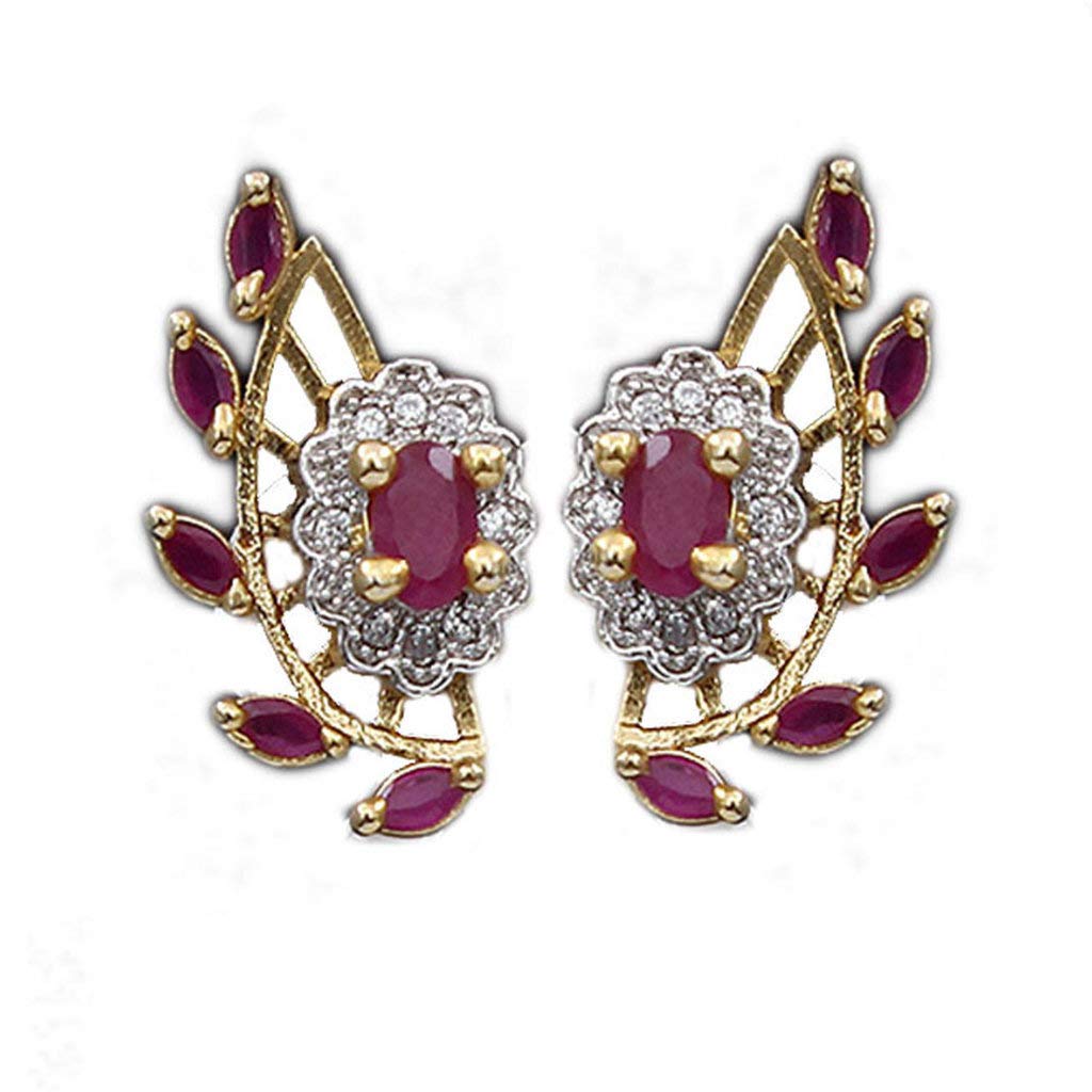 Pendientes de oro de 18k con circonitas artesanales estilo Bollywood 3