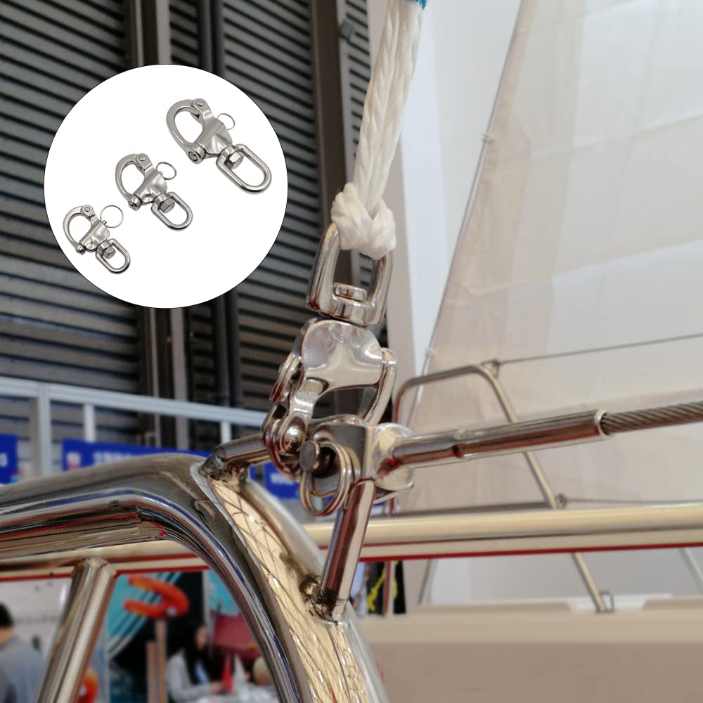 Spinnaker drizza grillo a scatto piccolo acciaio inox sgancio rapido girevole 70 mm 87 mm 128 mm