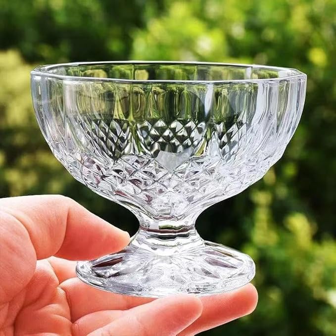 Image of PrimeWorld 200ML Ice Cream Glass Cups - Set of 6 | Dessert, Milkshake, Fruit & Pudding Glass Bowls | Elegant Serving Cups for Home, Parties & Restaurants | Dishwasher Safe