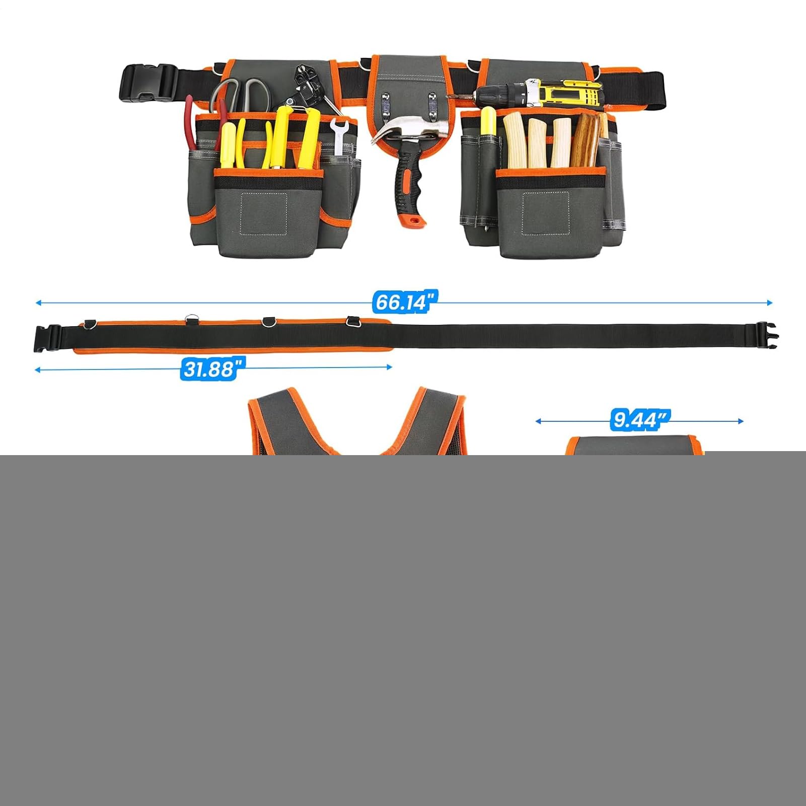 Ceinture À Outils Pour Hommes Détachable Avec 2 Pochettes Magnétiques