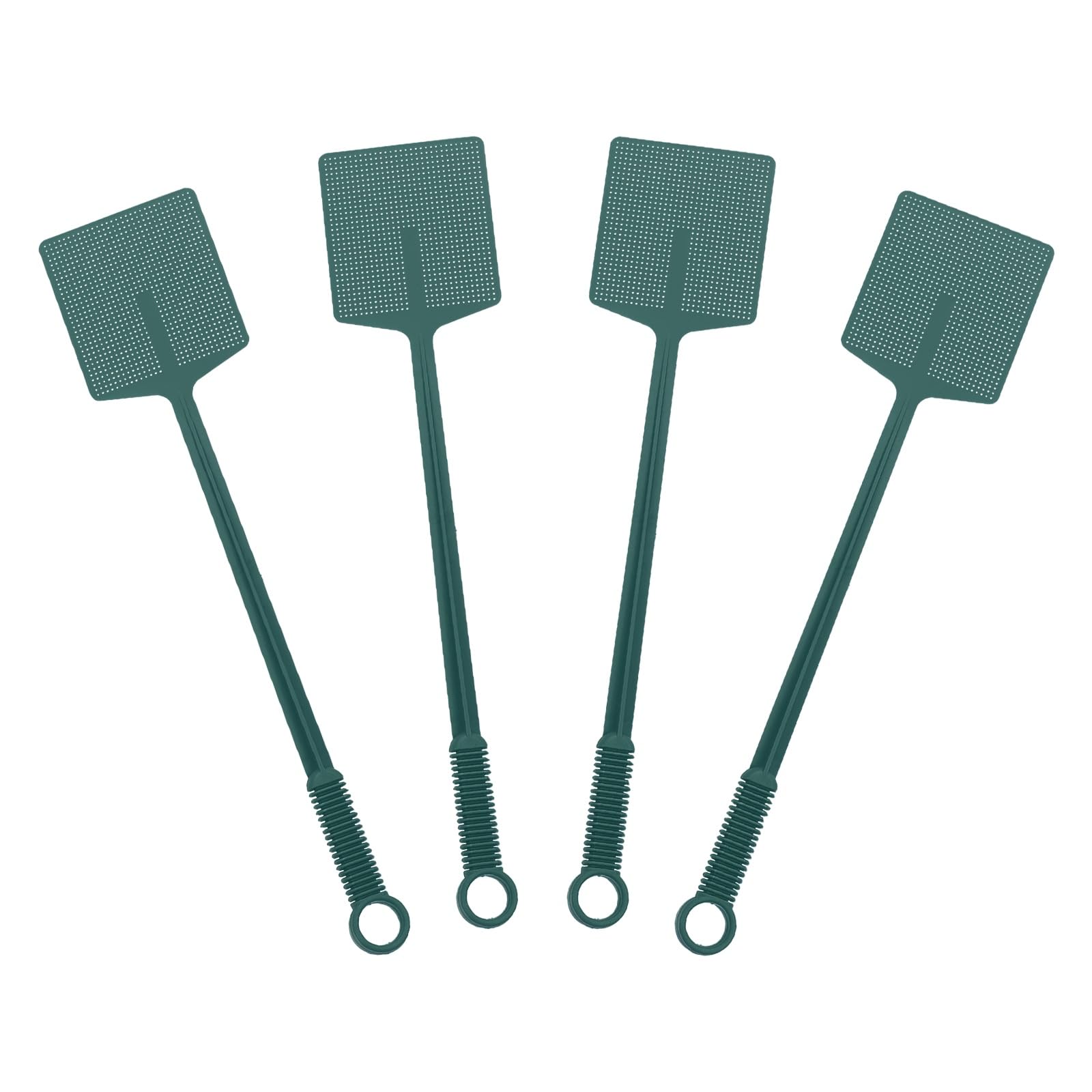 sourcing map 4pcs Fly Swatter 4.5"x3.9" Plastic Manual Heavy Duty Long Handle Fly Swatter for Home Indoor Outdoor, Cyan