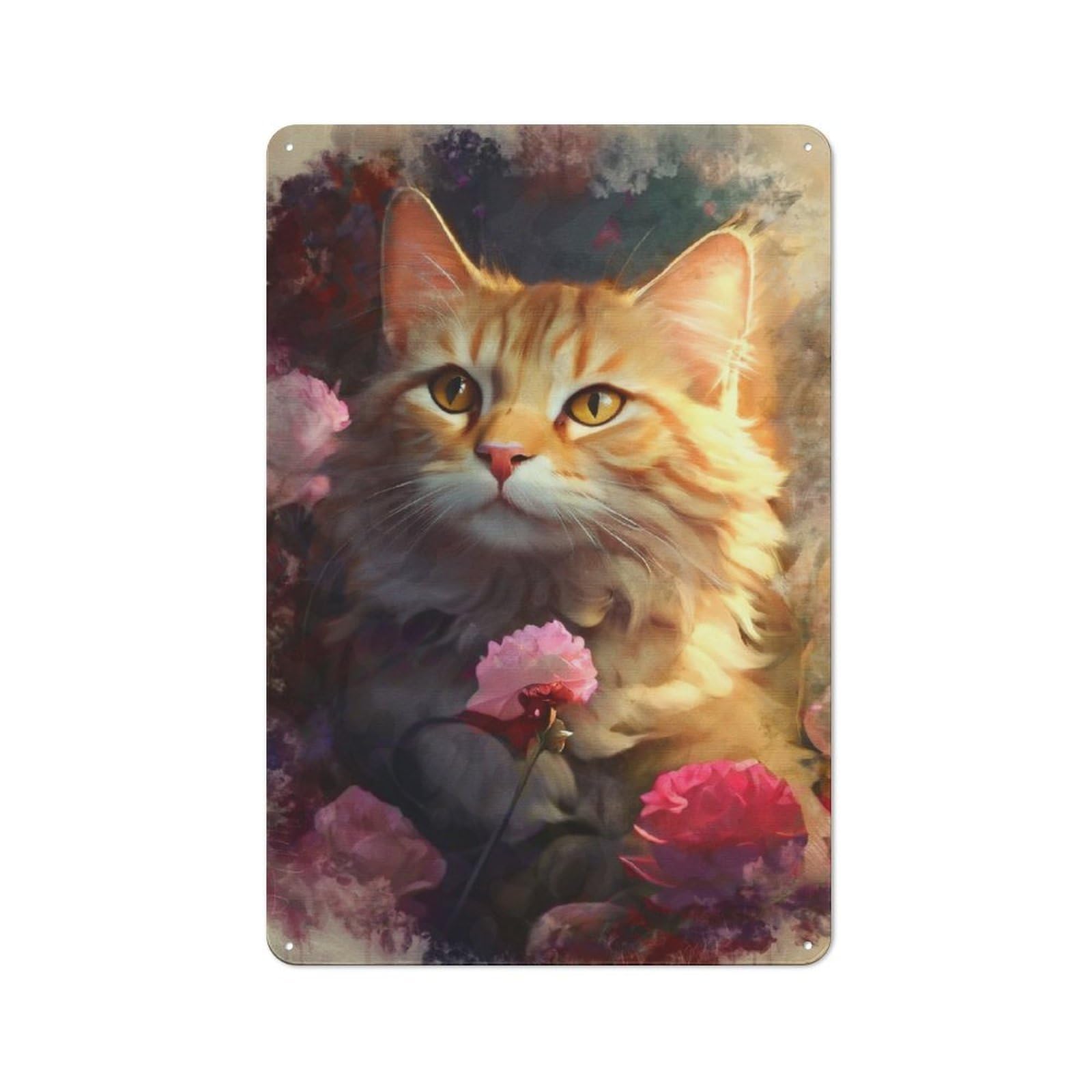 Classic Feline Florist Tin Sign 30x20cm, Classic Pub Decor for Cafe, Pub, Workshop Or Home Bar, Small Accent for Blank Walls