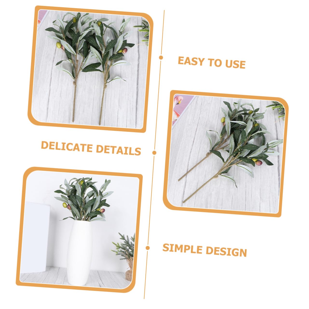 Garneck 4 Set Eleganti Rami Di Ulivo Artificiali Rami Di Ulivo Rami Di Albero Finti Per Casa Ufficio 3 Pezzi * 4