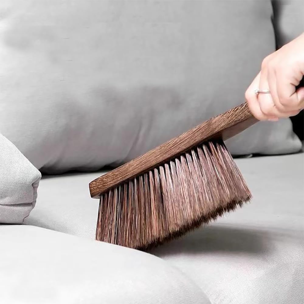 Scopa a Mano Setole Morbide Spazzola con Manico in Legno per Pulizia Letto Divano Mobili