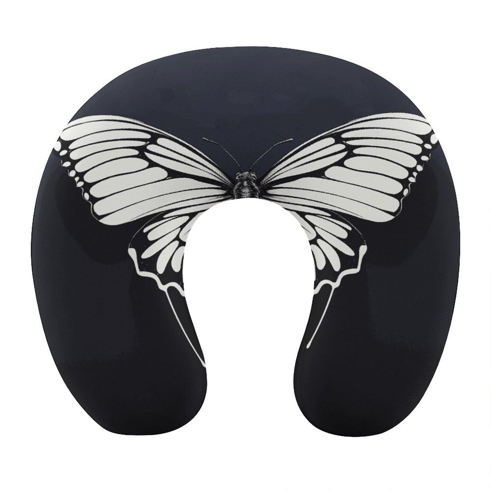 Btcowzrv Style A Black And White Butterfly U Shaped Neck Pillow Travel Pillows