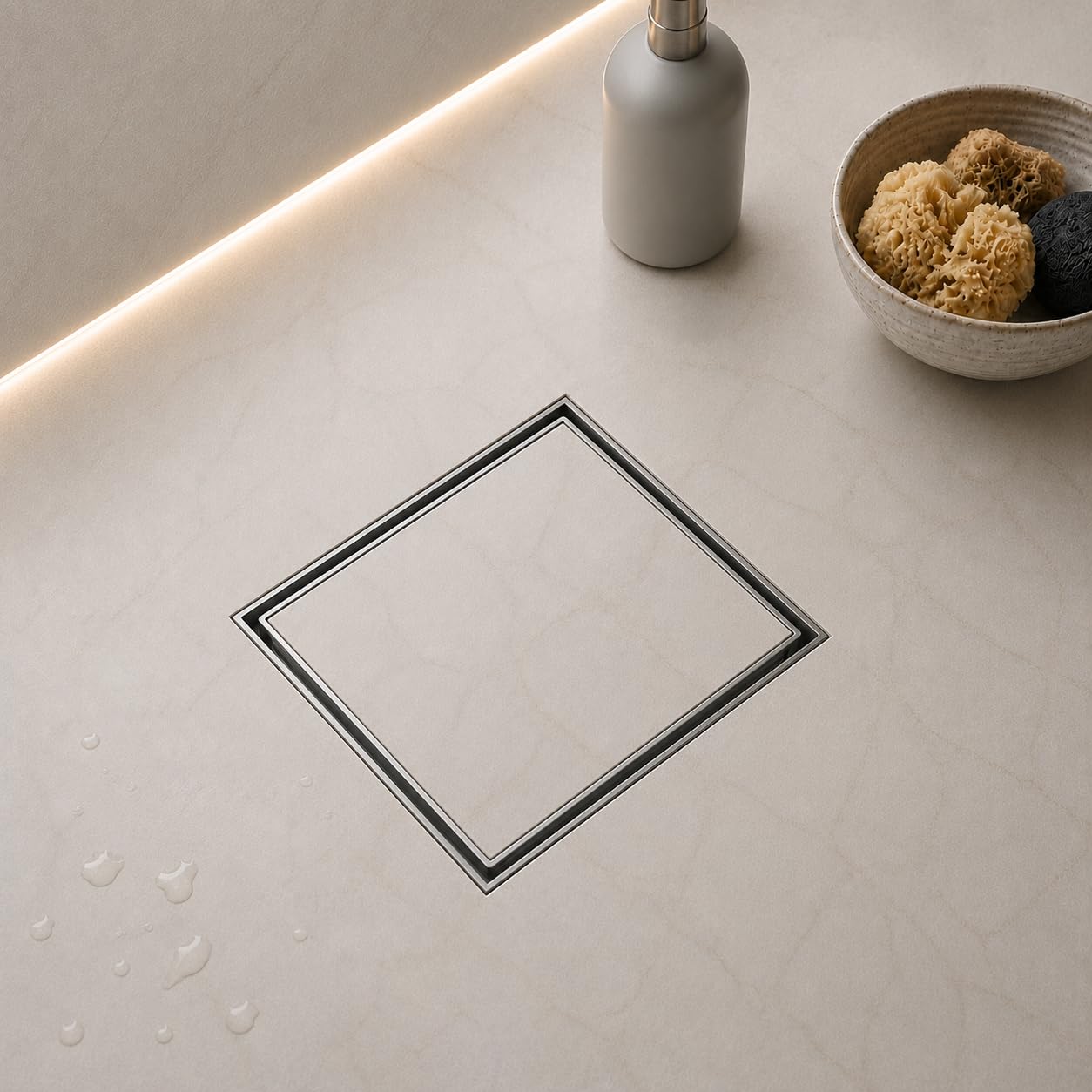 Lipka Tile Insert Floor Drain | 5 x 5 Inches | Premium Grade Stainless Steel Invisible Shower Drain Channel | Waste Water Floor Drain for 13mm Tile with Cockroach Trap | Square Tile Insert Floor Drain-image-42