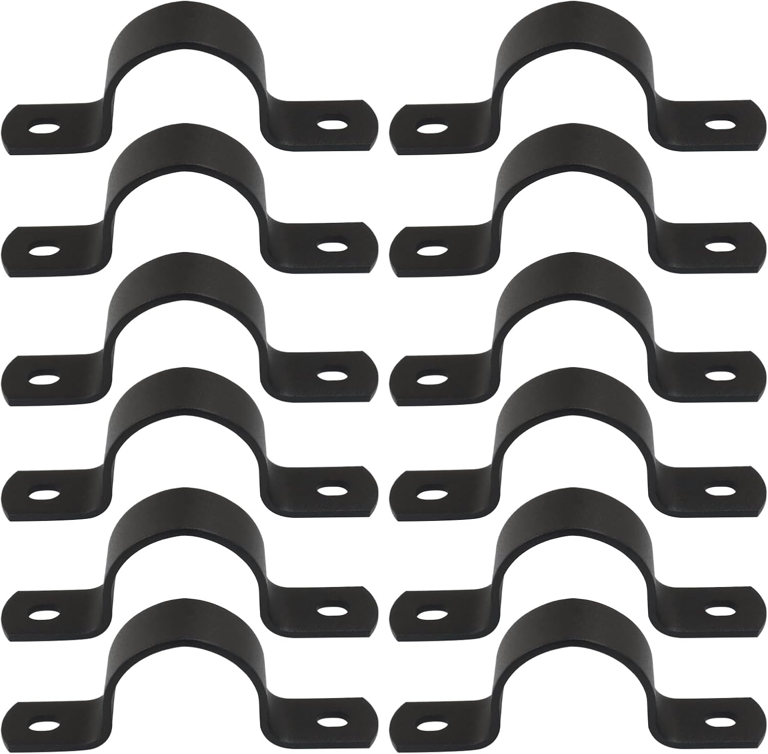 Zorfeter 12 Pack 1.25"/32mm Durable Pipe Strap, Black U-Clamps Metal Clamps Double-hole Bracket, Two Hole Pipe Strap for DIY Industrial Style/DIY Enthusiasts