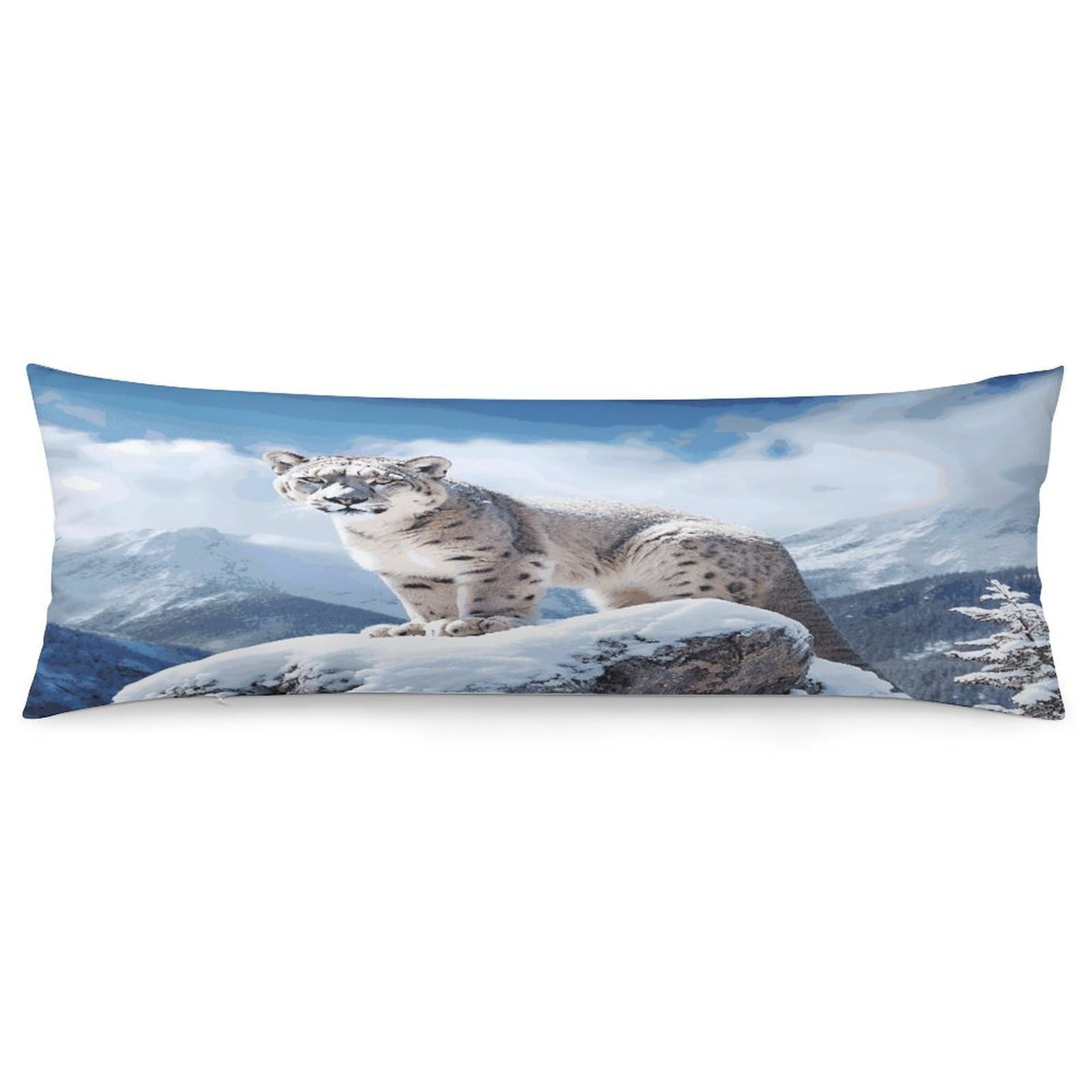 Snow Leopard Mountain Pillowcase Decorative Long Body Pillow Case Soft Breathable Body Pillow Cover Modern Large Pillowcase Cute Body Pillow Pillowcases for Bedroom Couch 18.9 X 53 Inch