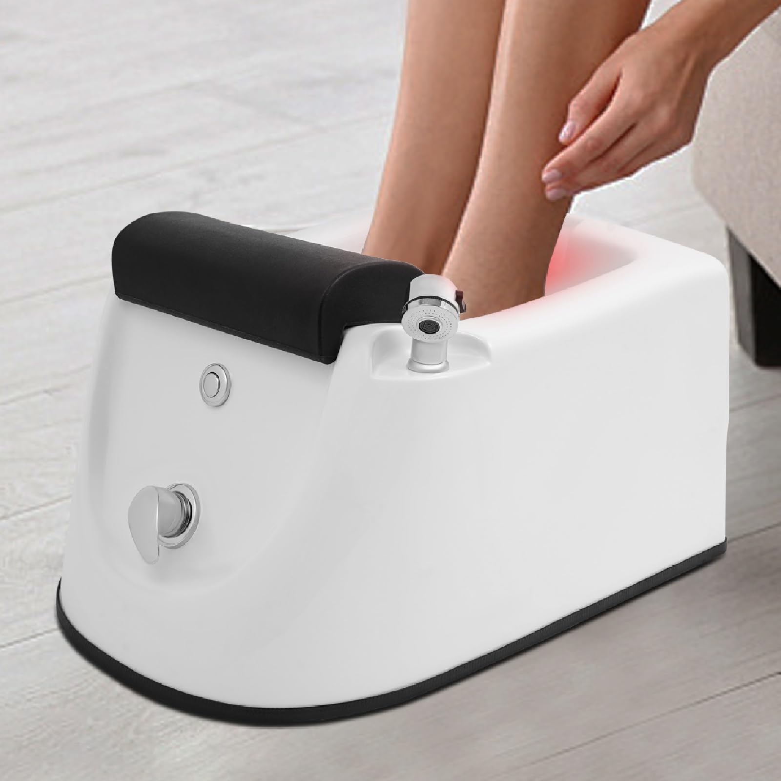 Portable Pedicure Foot Spa Footbath with 7-Color Light and Surf Massage Mode, Adjustable Hot & Cold Water Acrylic Foot Spa Bathtub, Foot Spa Bath Massager with Heat for Home Salon Foot Care