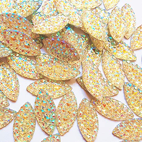 11x23mm Crystal Clear AB All Star Rhinestones Flat Back Sew On Resin Horse Eye Gems Fancy Strass Stones for Clothing Dress Craft 60PCS 2 Holes (AB)