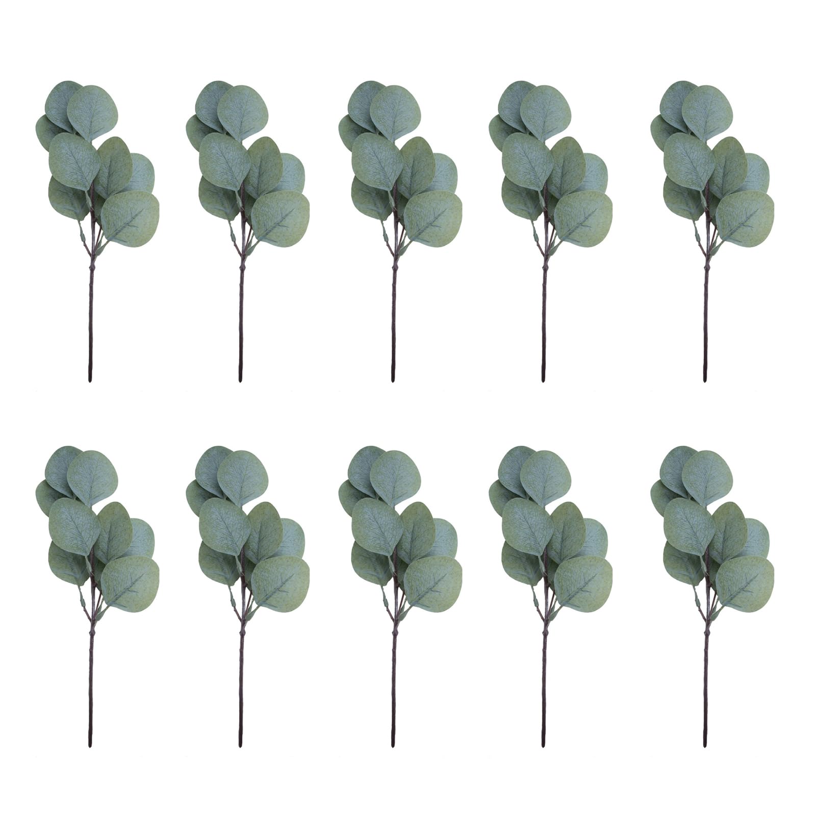 sodeber 10pcs Realistic Faux Silver Greeneries Stems Flower Home Decoration for Table Arrangements Faux Eucalyptuses Leaves