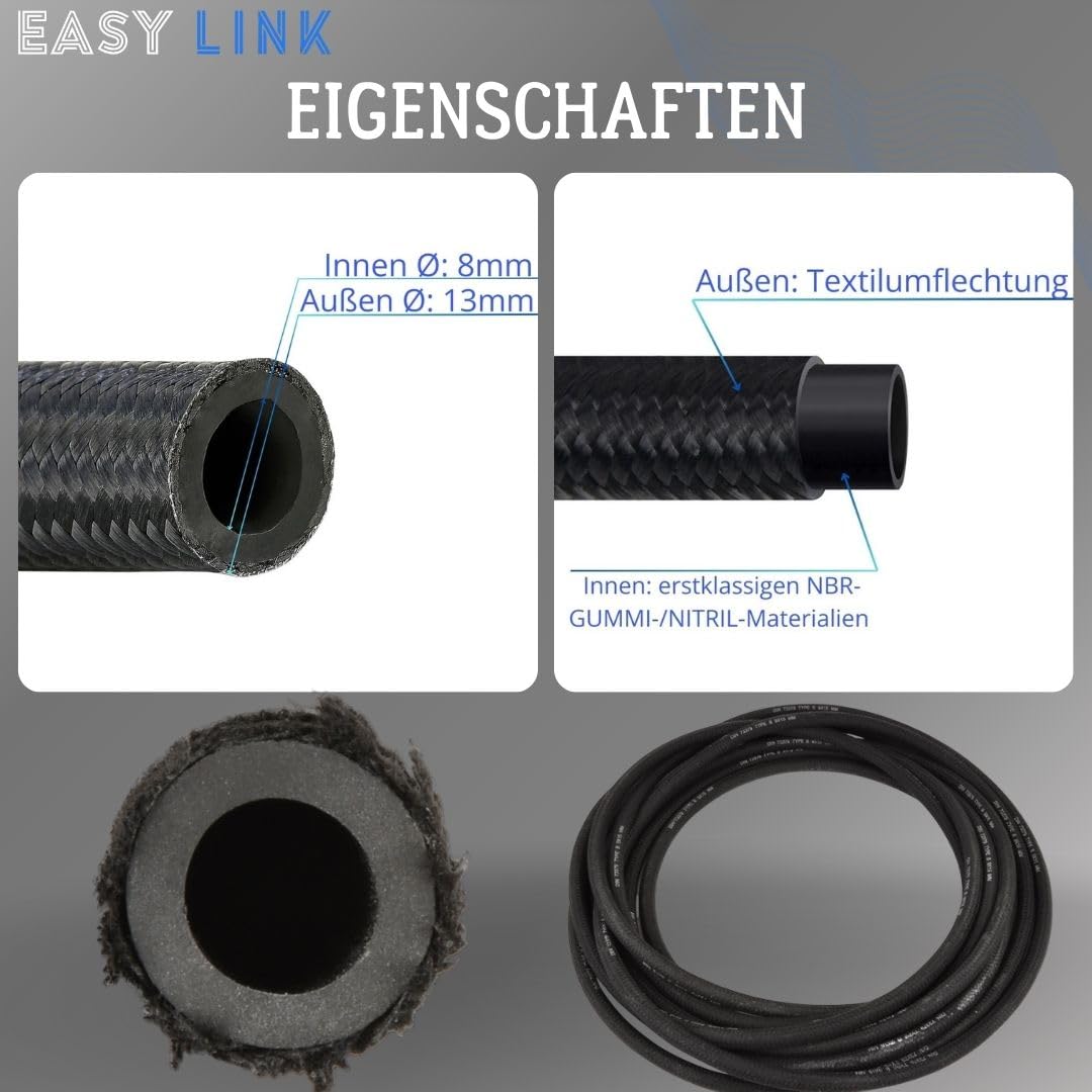 Kraftstoffschlauch 8mm 5m Benzinschlauch Dieselschlauch Ölschlauch Schlauch NBR DIN 73379