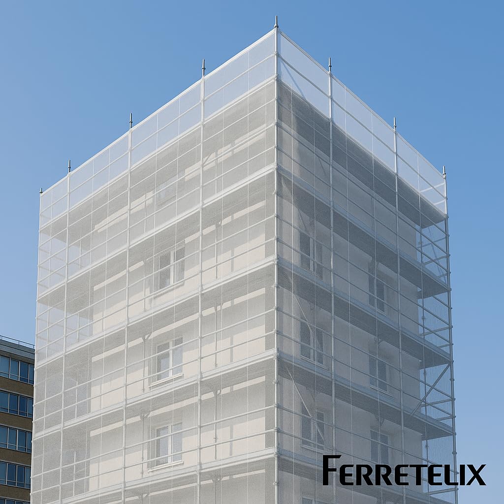 FERRETELIX® Malla Mosquitera para Andamio – Blanca 6 x 20 Metros – Protección para Fachadas – Muy Resistente