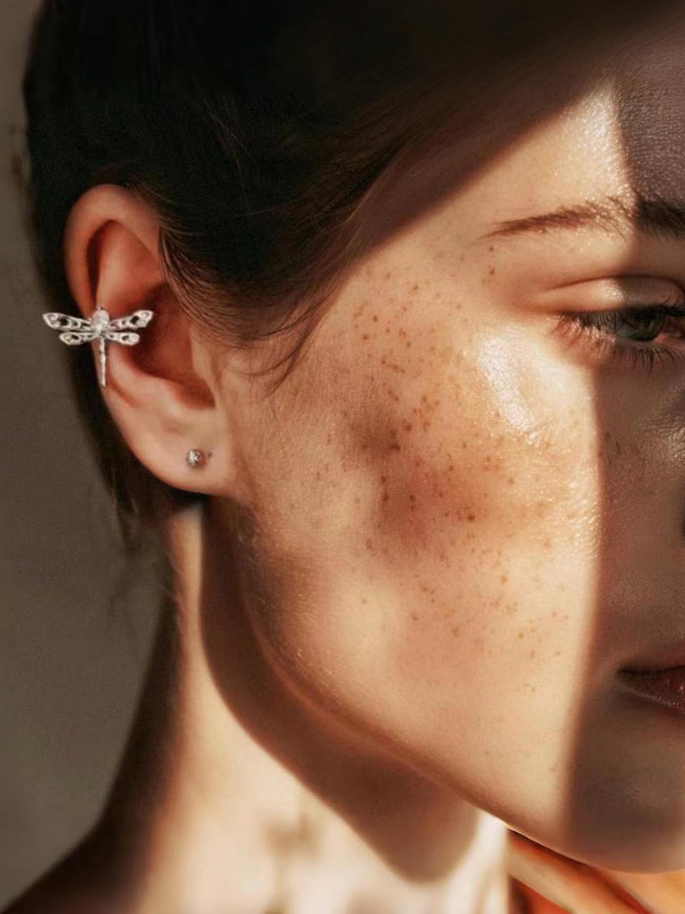 Sterling Silver Dragonfly Ear Cuffs for Women Non Piercing, White Gold Plated - Garden Animal Element, Stylish Unique Cuff Earrings, Fashion Jewelry for Women Trendy (A-sliver)