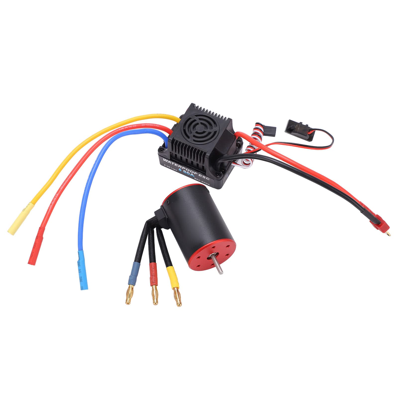 Motor sin escobillas de 3650 y 4300 KV con regulador electrónico de velocidad impermeable de 80 A, conjunto combinado de regulador electrónico de alta performance para coches RC