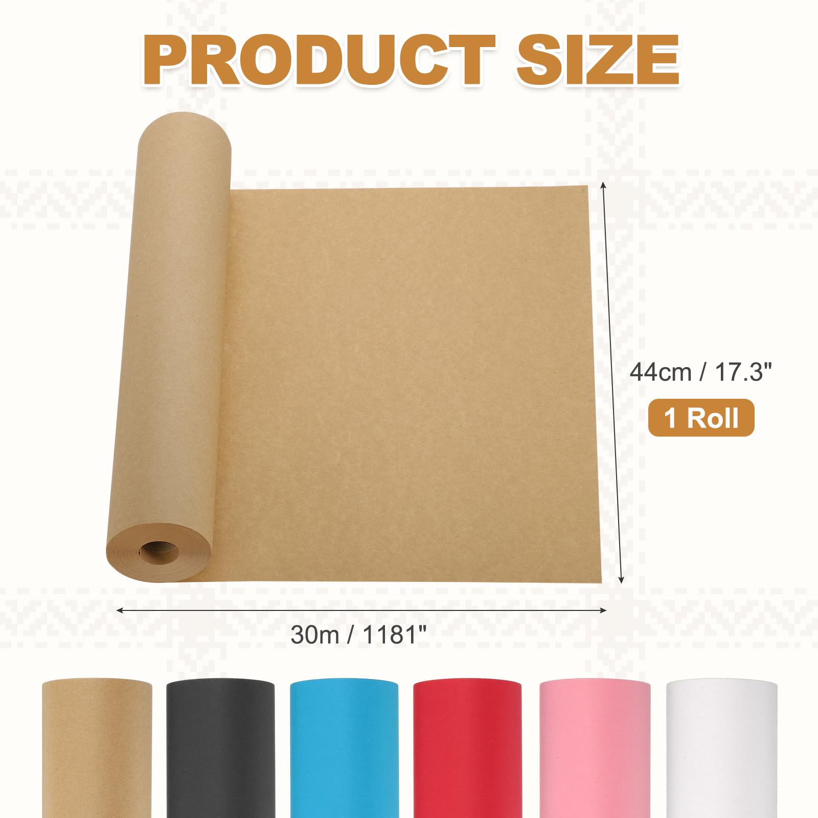 QUARKZMAN Carta Da Imballaggio Kraft Rotolo 1181''x17.3'' Marrone Scuro