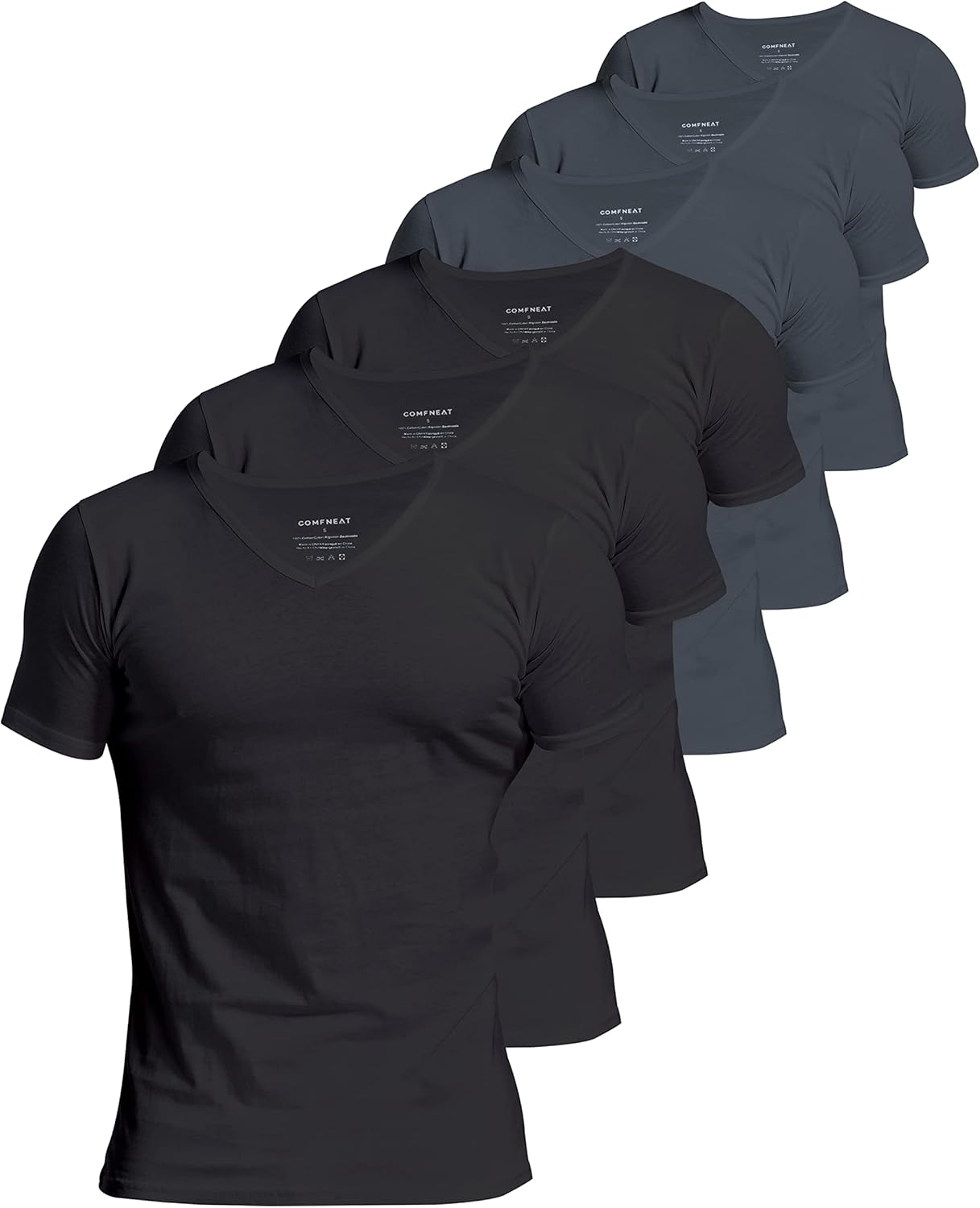 Comfneat Men's Undershirts 100 Percent Cotton Underclothing Comfy V-Neck T-Shirts (4-Pack/6-Pack)