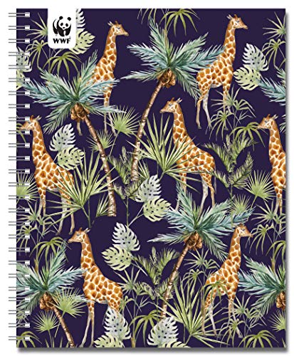 WWF Giraffes Monthly Planner 2021, 7.5" x 9.75" Spiral Bound