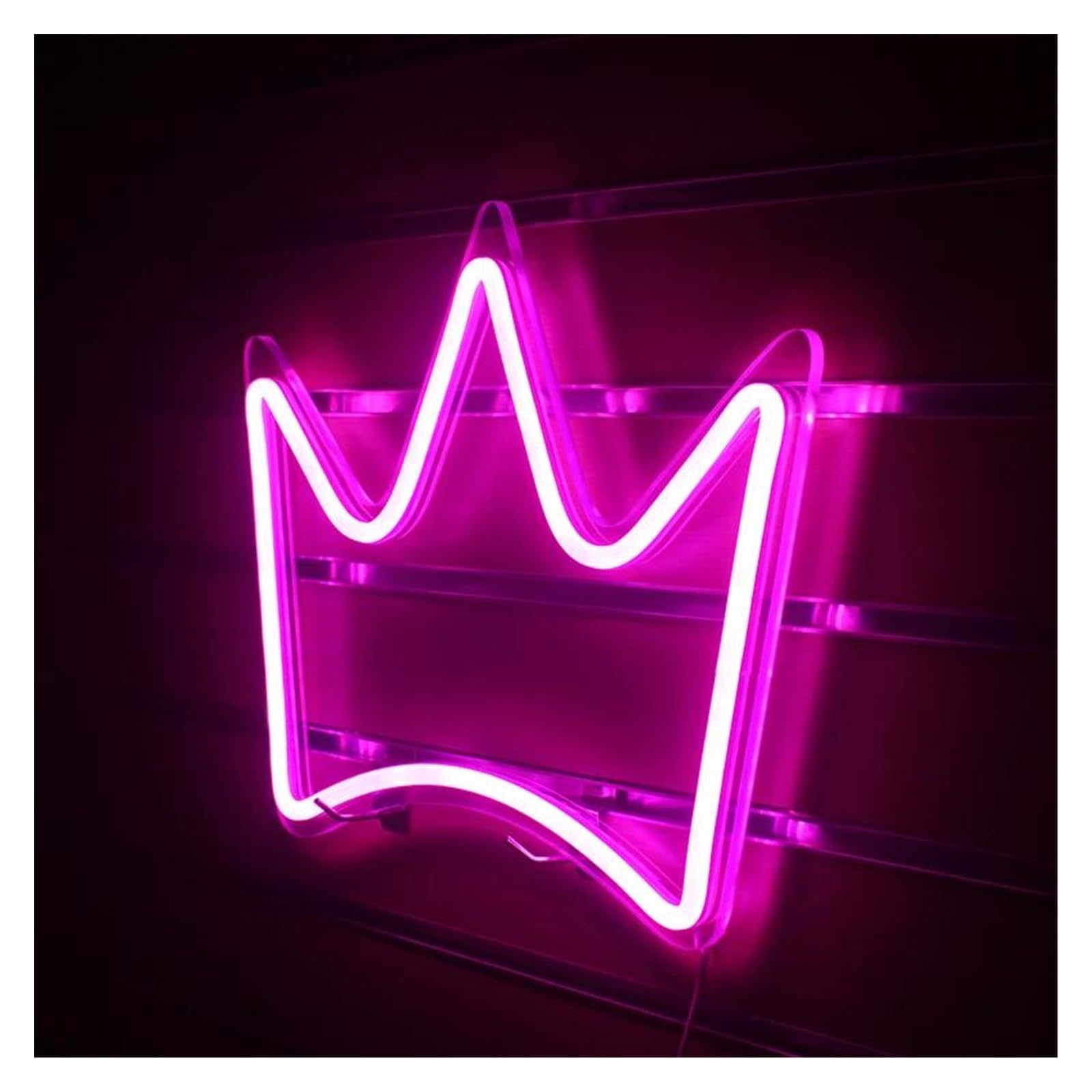 Luz de Diseño de Digital Letrero LED De Neón Con Diseño De Corona Y Reina, Alimentación USB Con Interruptor, Arte Colgante De Pared Rosa Para Bar Decoración Habitación Kawaii