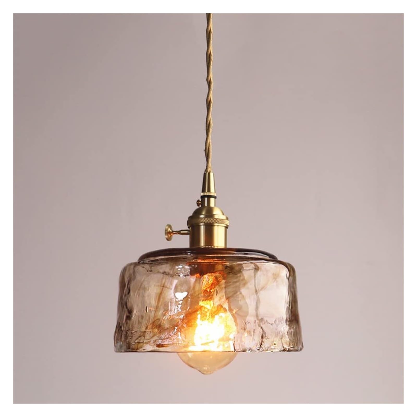 KHUKHU Amber Glass Chandelier Creative Irregular Chandelier 1-Light Fixture for Dining Room House Foyer Entryway Kitchen Bedroom Bedside Lamp Mid Century Adjustable Ceiling Light(C)