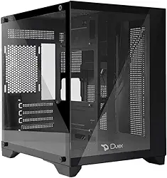 GABINETE GAMER DUEX AQUARIO, MID-TOWER, LATERAL E FRONTAL DE VIDRO, PRETO, SEM FAN- DXJ270-2