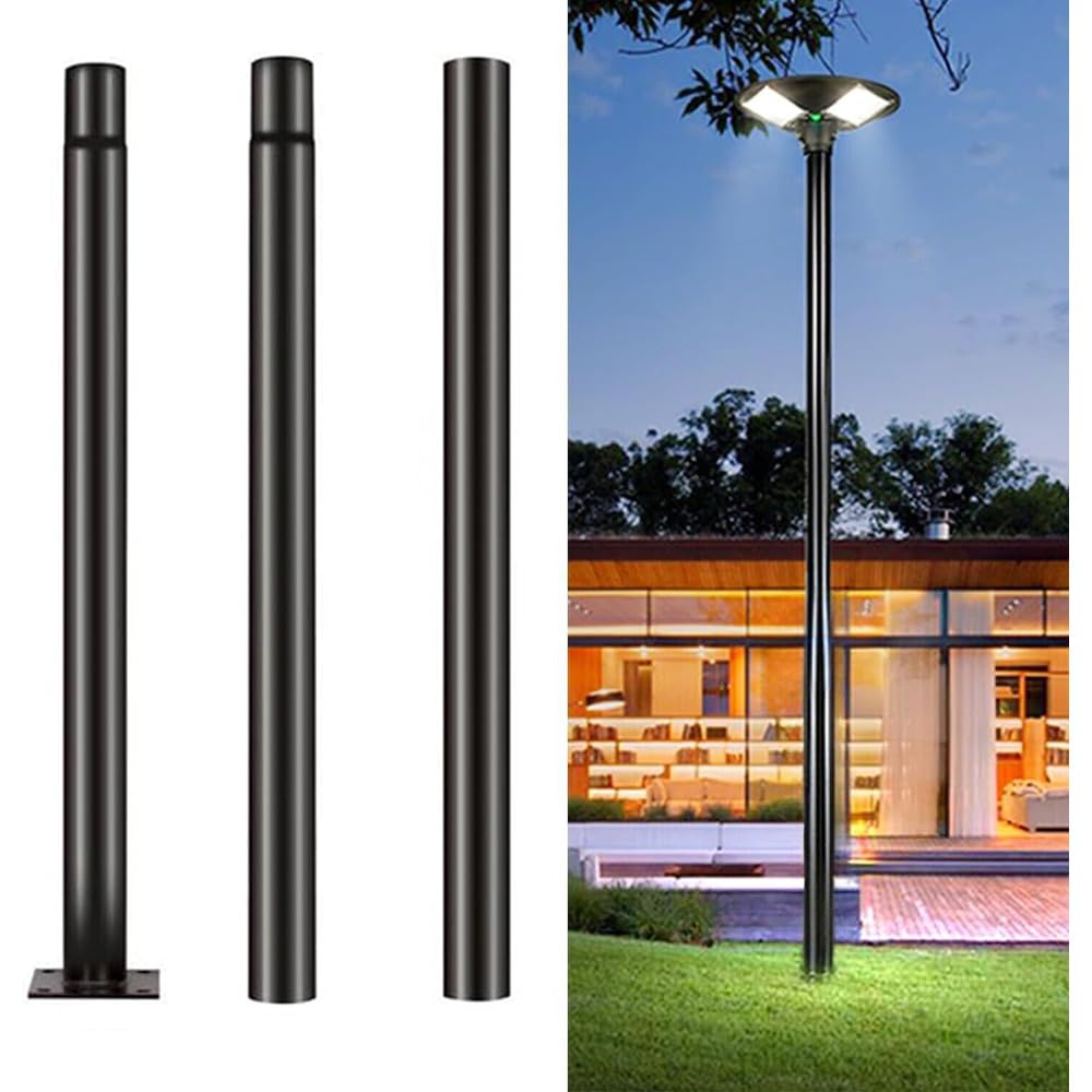 Vetrineinrete® Palo verticale staffa per lampione ufo stradale 3 metri in sezione da 1 metro supporto in metallo componibile per faro