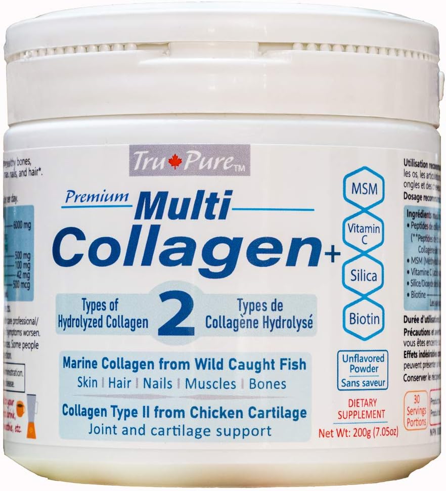 Multi Collagen Peptide Powder – Advanced Formula with Marine Collagen, Chicken Collagen Type II, plus MSM, Vitamin C, Silica, and Biotin – Comprehensive Collagen Support for Skin, Hair, Nails, Muscles, Joints, and Connective Tissue – 200g Jar, 30 Servings, 6000 mg Collagen Per Serving Multi Collagen Peptide Powder – Advanced Formula with Marine Collagen, Chicken Collagen Type II, plus MSM, Vitamin C, Silica, and Biotin – Comprehensive Collagen Support for Skin, Hair, Nails, Muscles, Joints, and Connective Tissue – 200g Jar, 30 Servings, 6000 mg Collagen Per Serving
