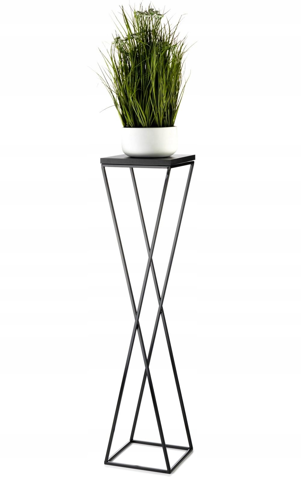 Pflanzenständer Metall 100 cm Hoch - Stabiler und Fester Blumenhocker mit Schwarz MDF-Platte auf Robuste Ständer - Blumenständer zur Dekoration Innenräumen
