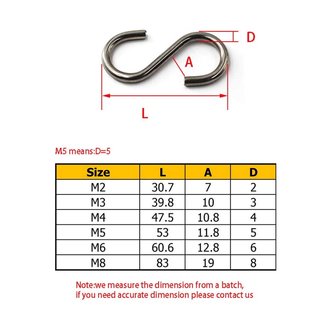 Flomore a forma di S gancio M2 (confezione da 50)