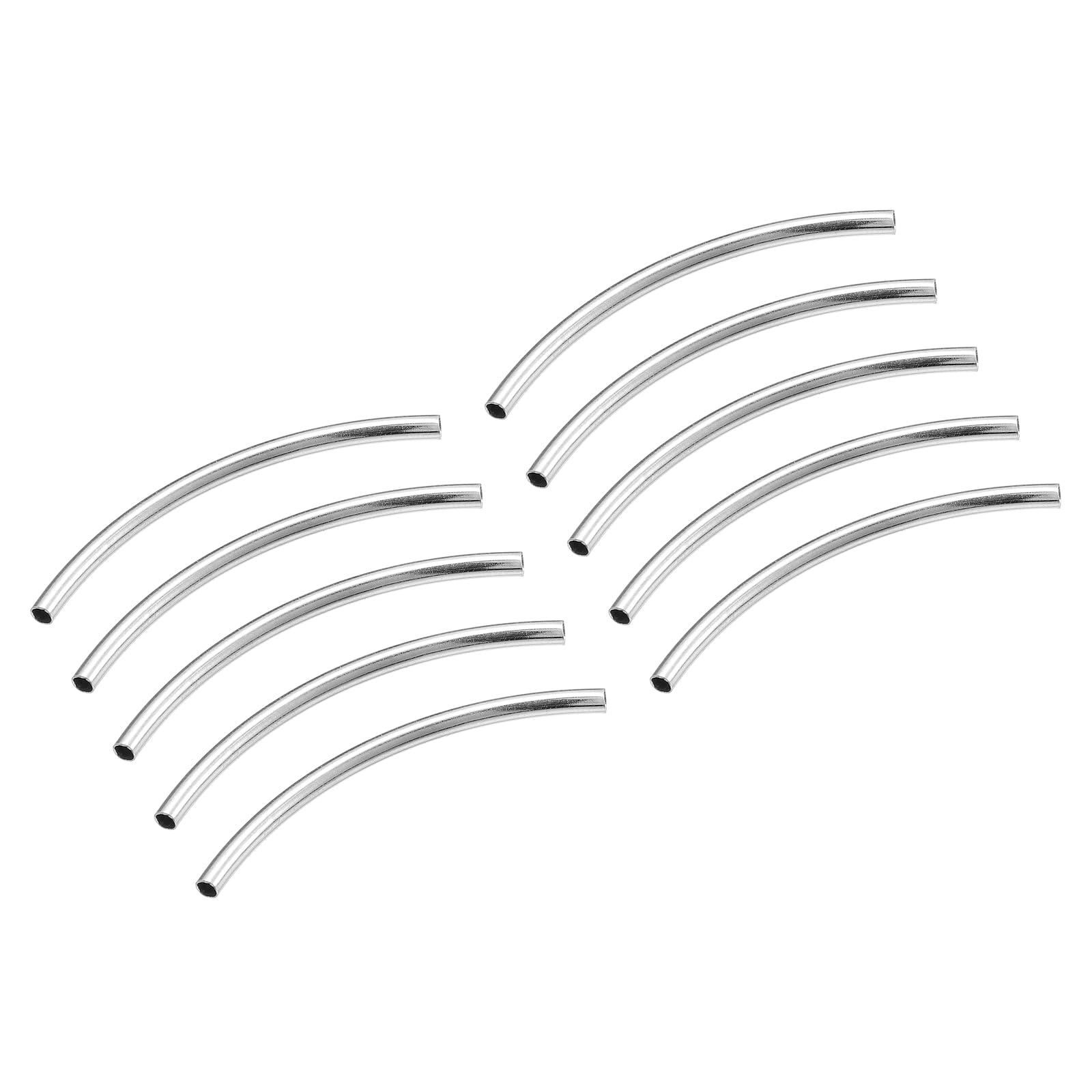 Perles tubulaires incurvées laiton 2mm évite usure fil, intercalaire brillant 50 pièces