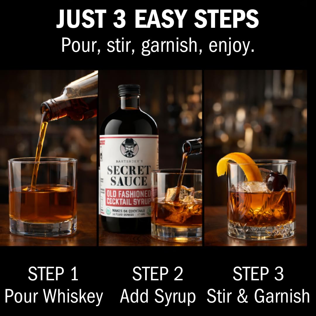 Bartender's Secret Sauce USDA Organic Old Fashioned Mix Kit 473,6 g – 64 cocktails