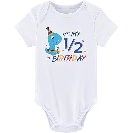 Baby Boy Dinosaur 1/2 Half Birthday Bodysuit