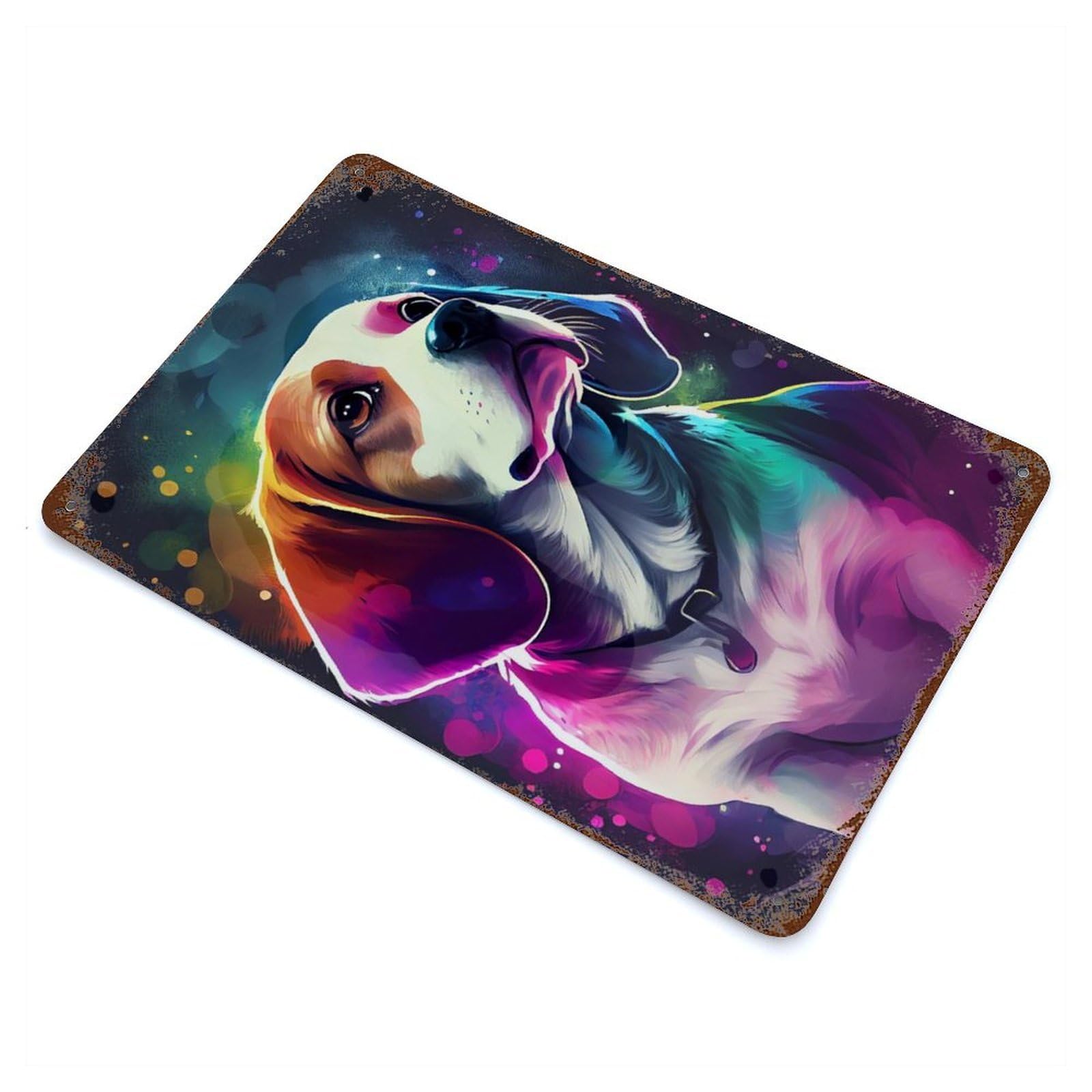 Decorative Tin Sign Beagle Dog Colorful 11.8"x7.9", Vintage Wall Decor for Pub, Kitchen And Man Cave Decor