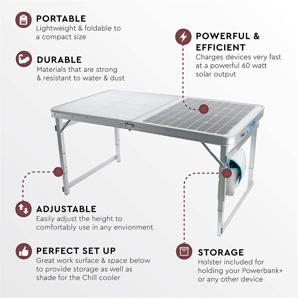 GOSUN Outdoor Solar Table - 60W Portable Folding Table | Off Grid Camping Kitchen