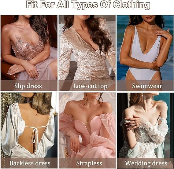 AMFLOWER Adhesive Bra Invisible Push Up Sticky Bra, Strapless Self-Adhesive Bra with Nipple Covers Soft Reusable Silicone Bra - Image 5