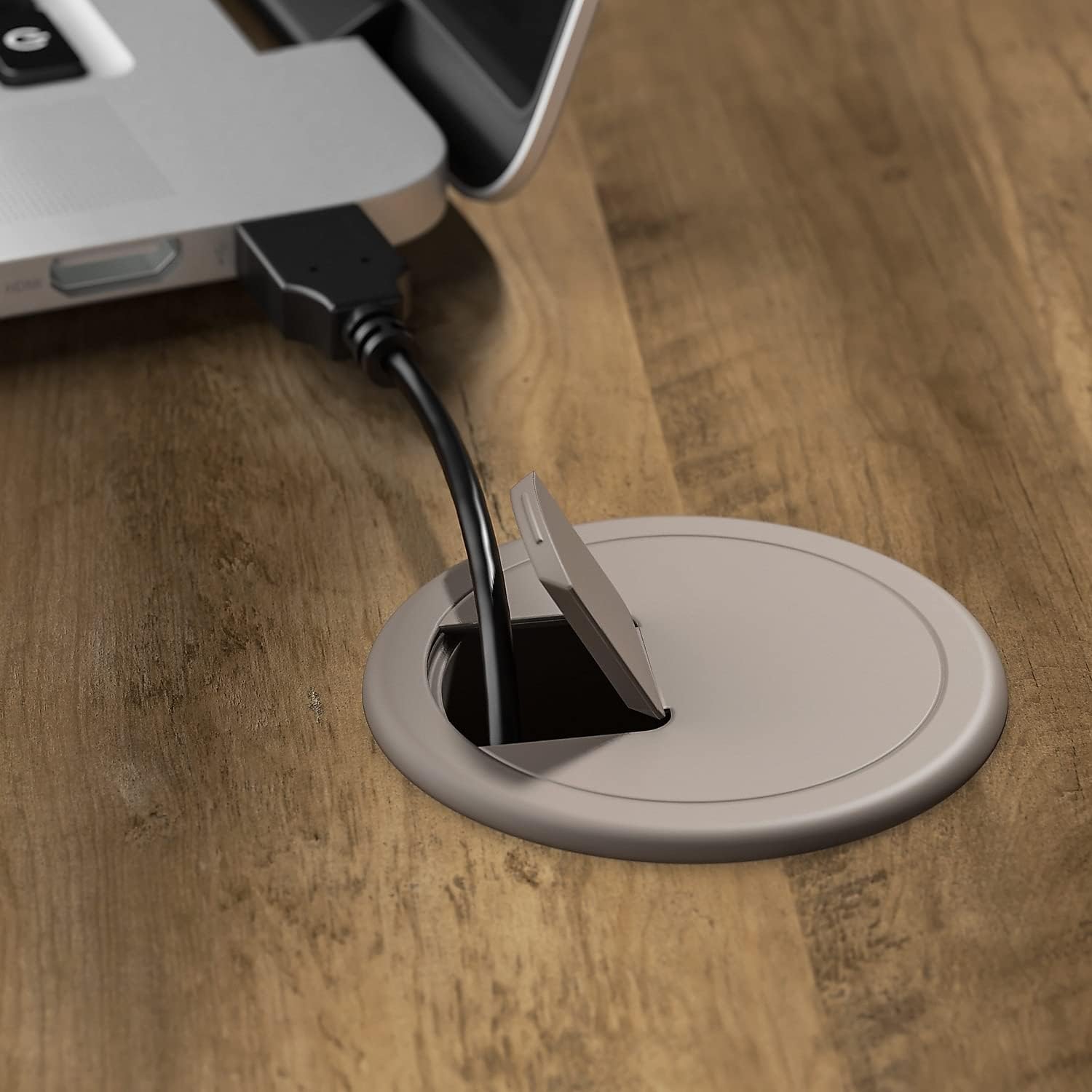 Bush Home Cabot 60W L Shaped Computer Desk with Hutch and 5 Shelf Bookcase in Reclaimed Pine