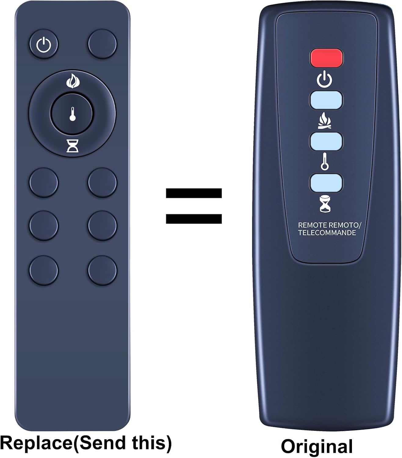 Replacement Remote Control for Twin Star Classic Flame Fireplace | 23EF023GRA 23EF023SRA 25EF023GRA 26EF023GRA 18EF022GRA 18EF030GRA 18EF030SRA