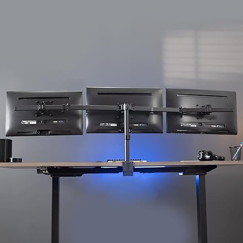 Miniatura 8 de VIVO Triple Monitor 21.5 to 27 inch LED LCD Clamp-on Desk Mount, Flush to Wall, Heavy Duty Articulating Computer Stand, Holds 3 Screens, for Home