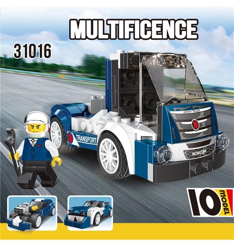 Image of Galaxy Hi-Tech 10-in-1 Magic Building Blocks Set 216+ Pieces Creative Construction Toy for Kids Includes Instruction Manual Ideal for Boys & Girls Ages 6+ DIY Brick Vintage Car, Truck Kit
