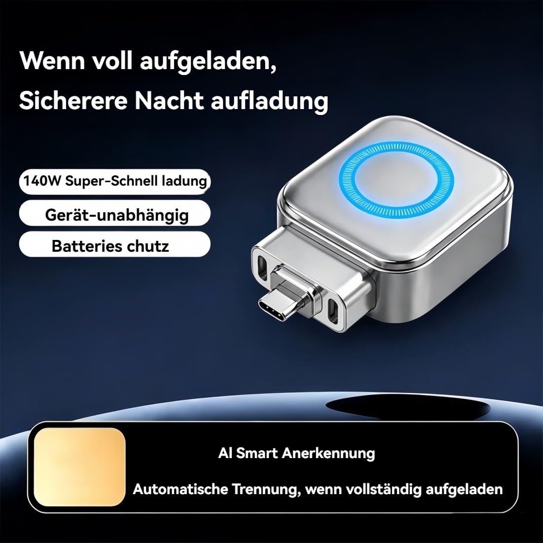 Caricabatterie Rapido Intelligente Da 140 W Con Spegnimento Automatico, Adattatore Di Ricarica Rapida Con Spegnimento Automatico, Goditi La Libertà Della Ricarica Super Veloce(D)