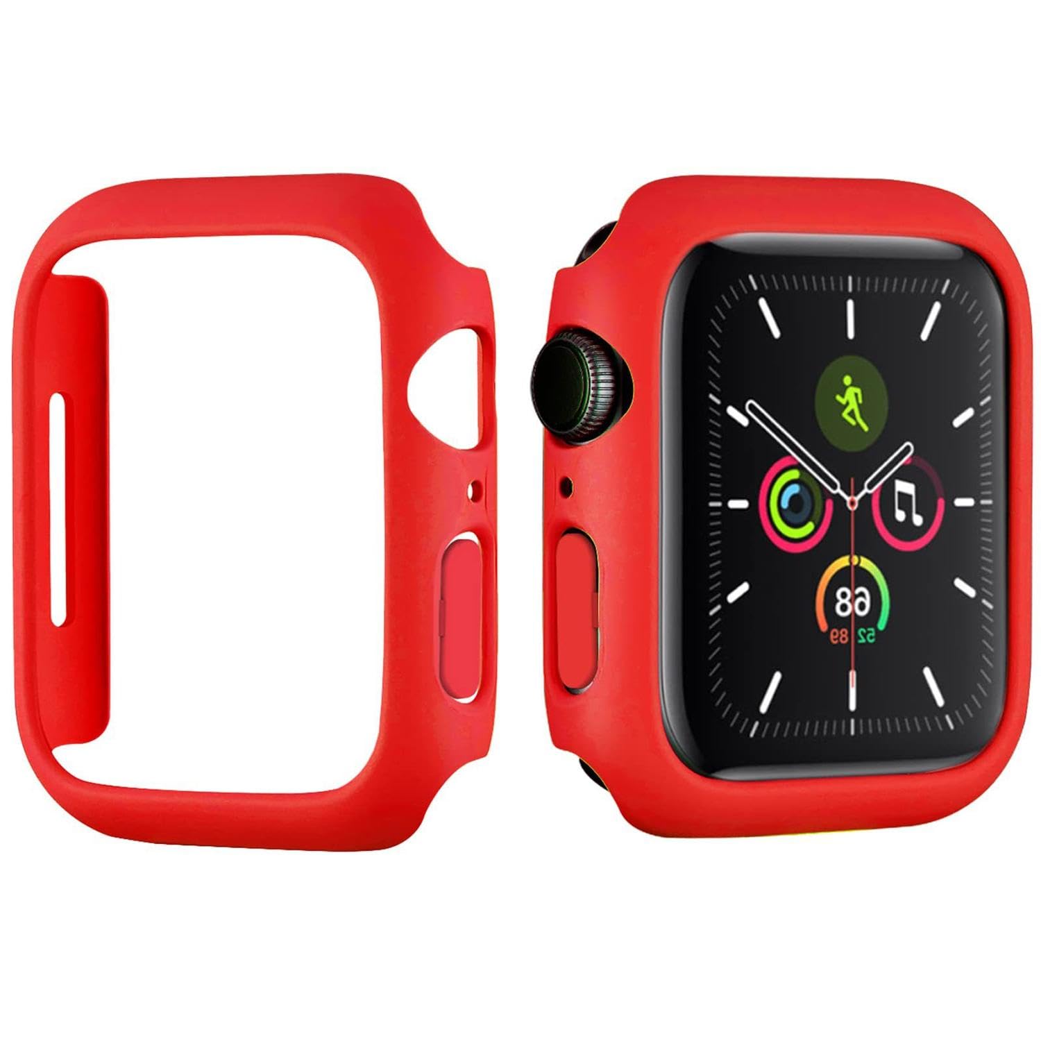 Custodia rigida per Apple Watch 40 mm (serie 4/5/6/7), bumper ultra sottile, retro aperto, protezione trasparente, rosso
