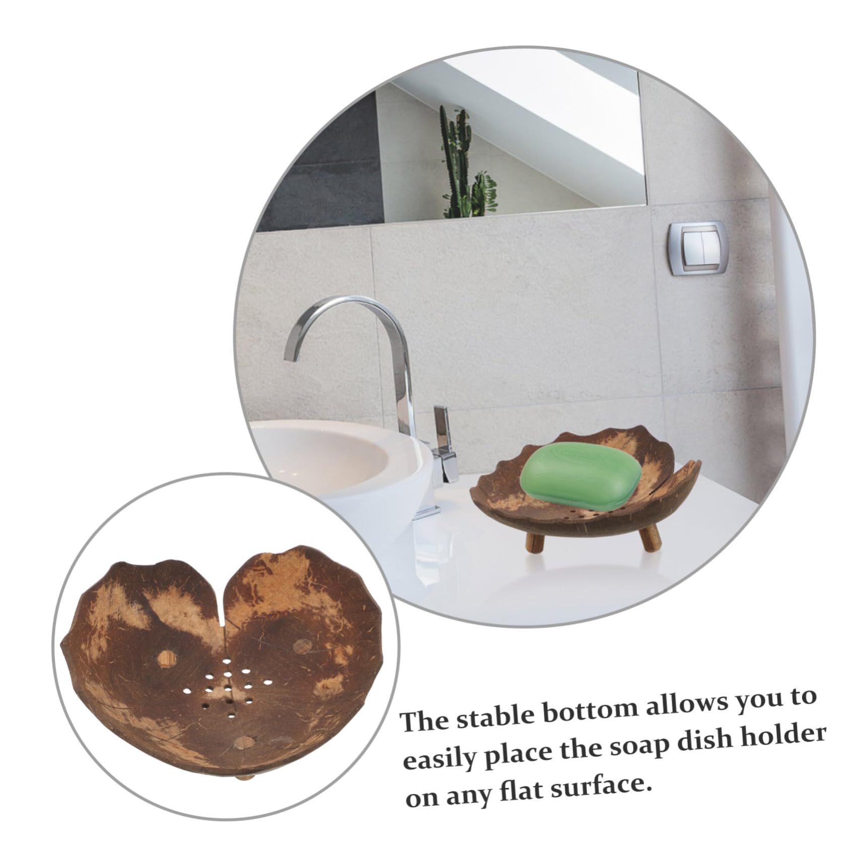 Zerodeko Elegante Portasapone in Legno Di Noce Di Cocco Portasapone Con Drenaggio Multiuso Vassoio A Forma Fiore Decorazione Per La Casa