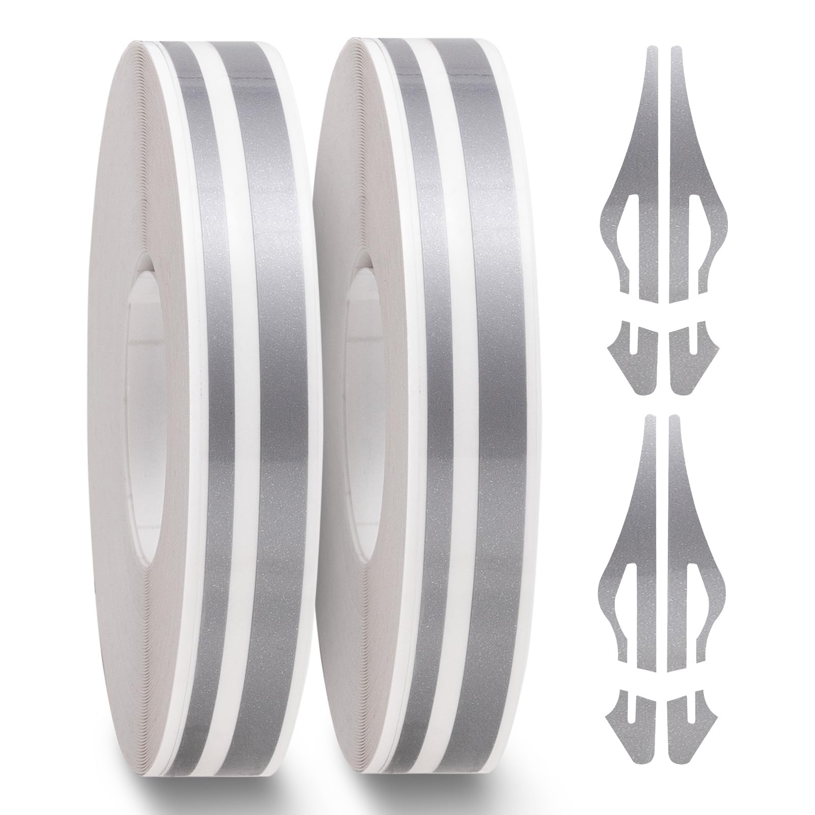 Spurtar Car Pinstripe Tape, Pinstriping Automotive Tape, Vinyl Thin Fine Line Decal, Motorcycle Boat, Racing Stripes DIY Stickers, 2 Rolls x 32Ft, Gray, 2 in 1 (1/5” Stripe+ 1/10" Gap+ 1/10” Streak)