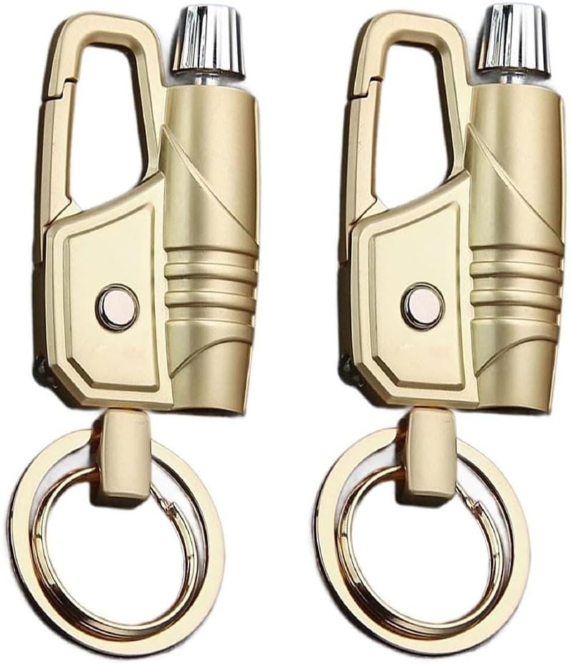 Multi-Functional Keychain Lighter, Kerosene Match Lighter with Bottle Opener and Waterproof(2pack Gold)