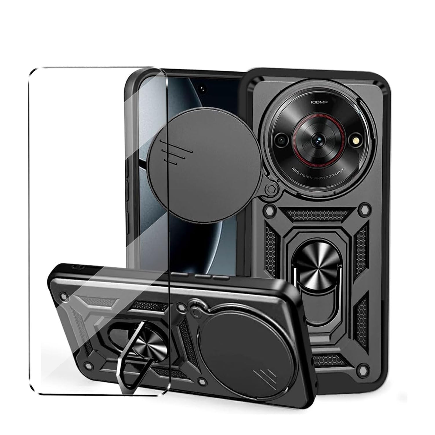 HuiYouMY 1Pcs Cover E 1Pcs Vetrino E 1*Anello Compatible With Xiaomi