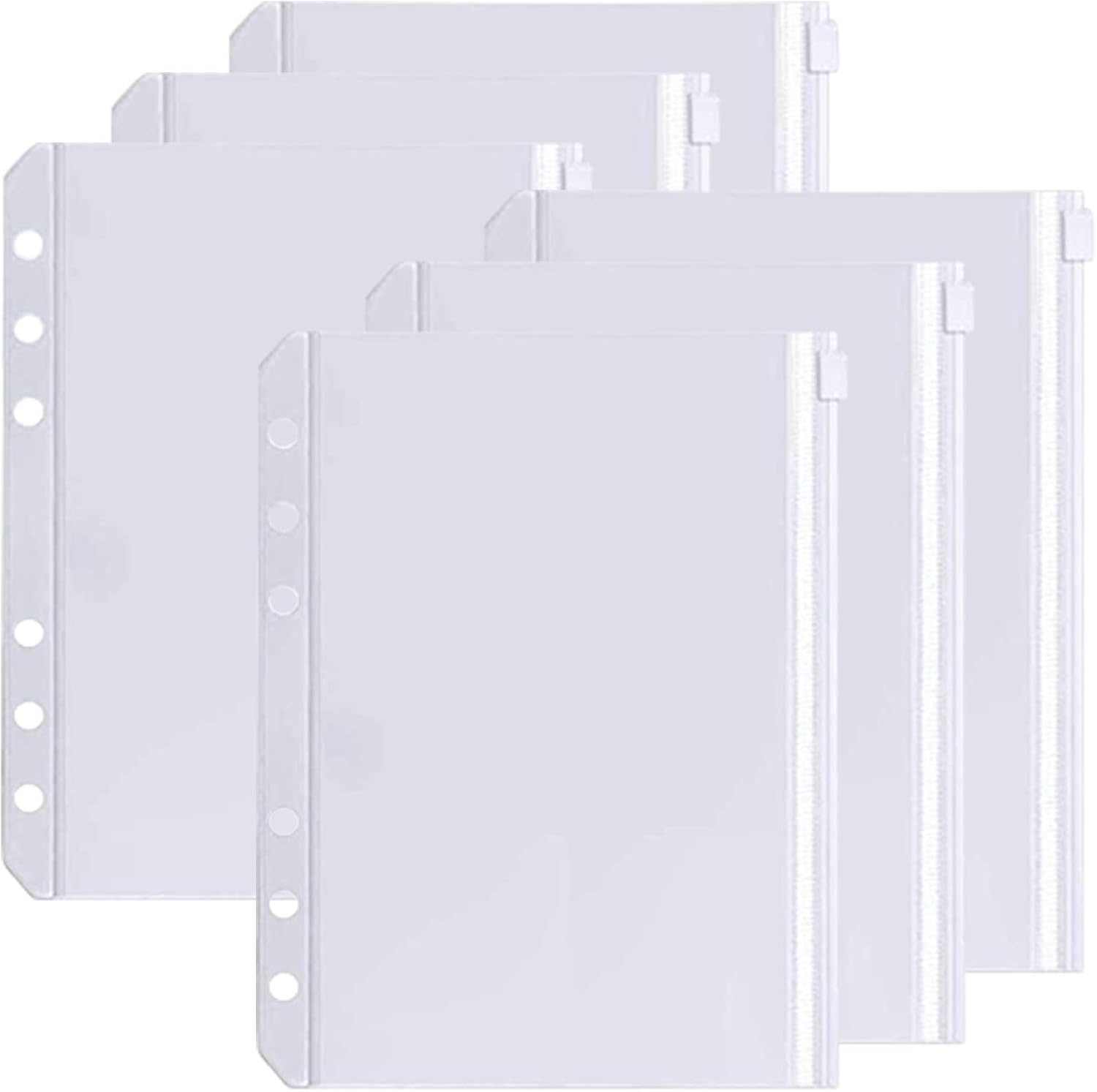 Skycase A5 Binder 6 PCS Pockets, 5Hole Punched Zipper Binder Pocket, 5