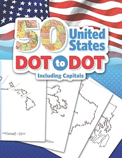 50 United States Dot-to-Dot Including Capitals: Fun Activity Workbook Connect the Dots for American Geography