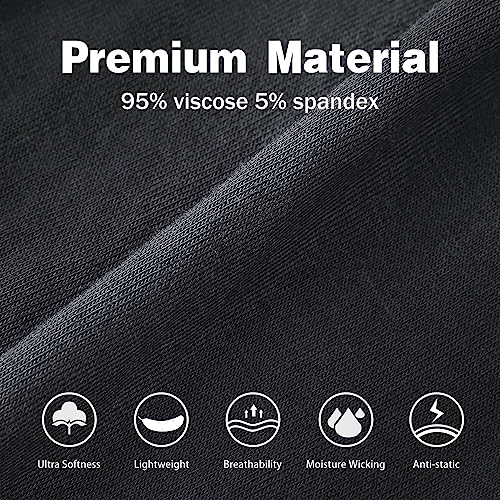 Poudew Men's Underwear, Tagless Soft Viscose Boxer Briefs, Pack Of 5 (Large, Black/Grey/Navy/Blue/Red) #TOP2